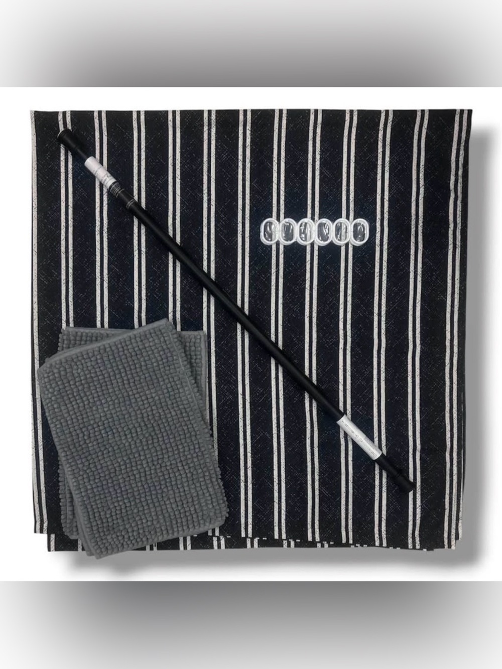 (6-piece) Brand New Modern Black, Grey, & White Bathroom Setup